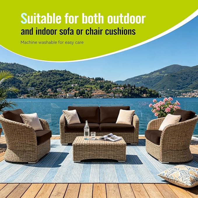 8Pcs Outdoor Cushion Covers, Stretch Patio Furniture Couch Chair Slipcovers | - Image 9
