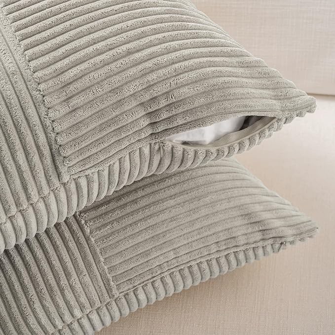 Fancy Homi 2 Packs Neutral Grey Lumbar Decorative Throw Pillow Covers 14x22 Inch - Image 4