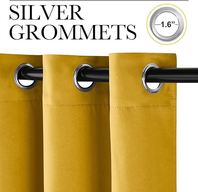 NICETOWN Gold Curtains 84 inches Long Blackout - Image 2
