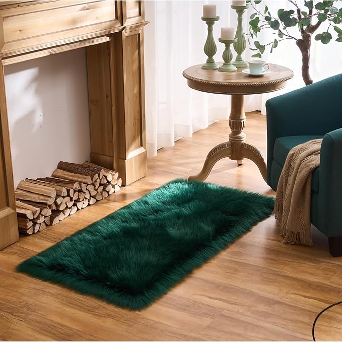 EasyJoy Ultra Soft Fluffy Shaggy Area Rug Faux Fur Rug Chair Cover Seat Pad - Image 5