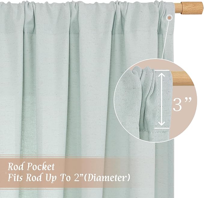 LAMIT 54 Inch Short Window Linen Curtains, Soft Faux Linen Light Filtering - Image 3