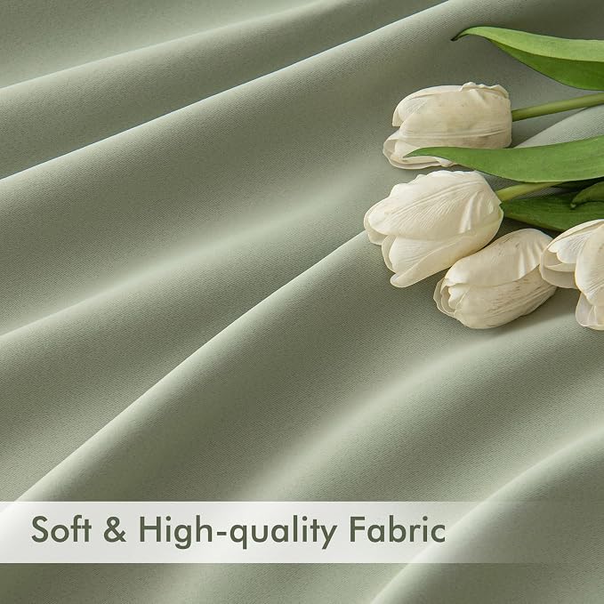 MIULEE Sage Green Back Tab Blackout Curtains 72 Inch Length 2 Panels Set - Image 6