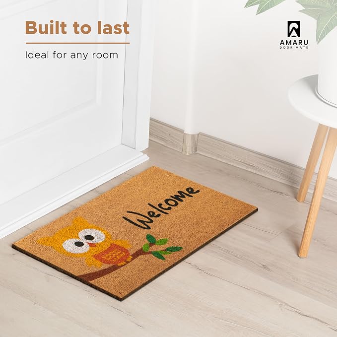 Owl - 17"x29" - Coir Door Mat - Welcome Mats - Image 5
