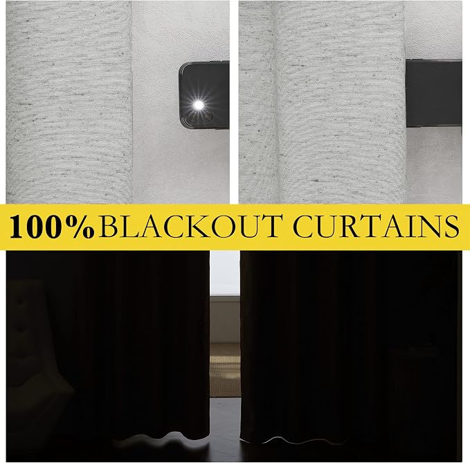 NICETOWN Grey Long Linen Full Shade Panels 108 inches Long 2 Panels, Thermal - Image 2