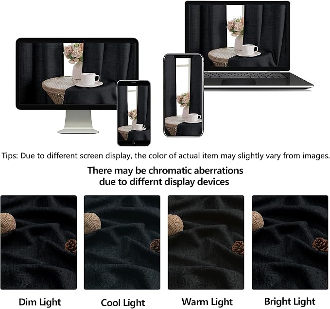 OWENIE Black Valances for Windows 1 Pcs 20 Inch Length, Light Filtering - Image 9
