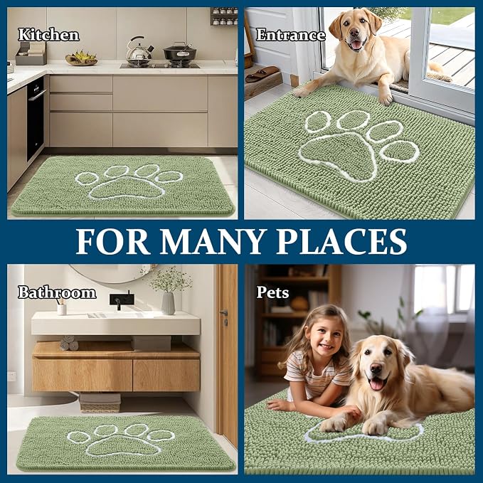 OLANLY Dog Door Mat for Muddy Paws 70x46, Paw Print Design, Absorbs Moisture - Image 8