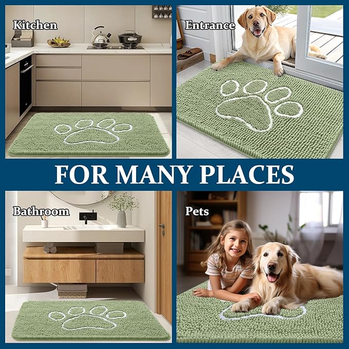 OLANLY Dog Door Mat for Muddy Paws 24x16, Paw Print Design, Absorbs Moisture - Image 8