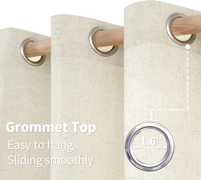 YoungsTex Natural Linen Curtains 90 Inches Long 2 Panels - Image 6