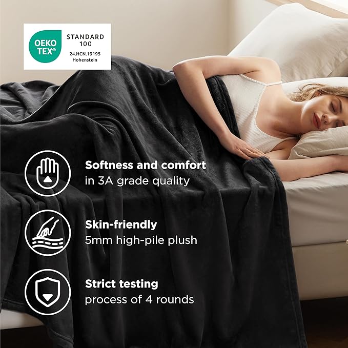 Bedsure GentleSoft Fleece Bed Blankets Full Size Black - Image 3