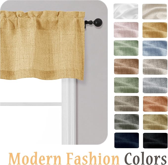 OWENIE Gold Valances for Windows 1 Pcs, Light Filtering Textured Farmhouse - Image 8