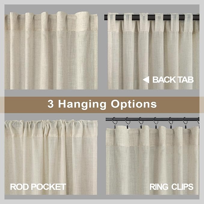 Pitalk Beige Sheer Curtains 80 Inch Length - Image 5