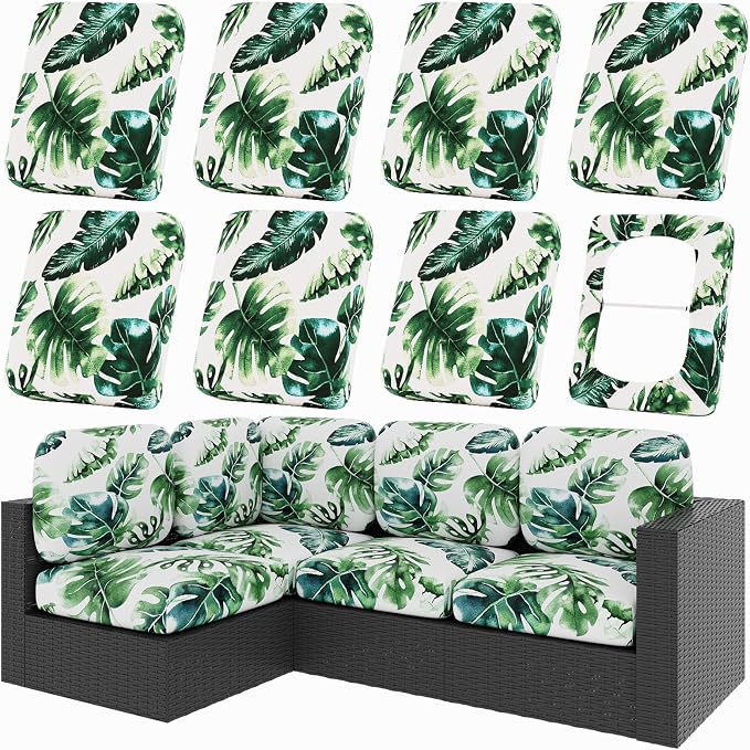 hyha 8Pcs Patio Cushion Covers, Stretch Outdoor Couch Cushion Covers, Washable by hyha