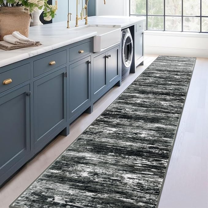 KOZYFLY Modern Abstract Washable Rug Runner 2.6x14 Hallway Rug Runner Non-Slip - Image 7