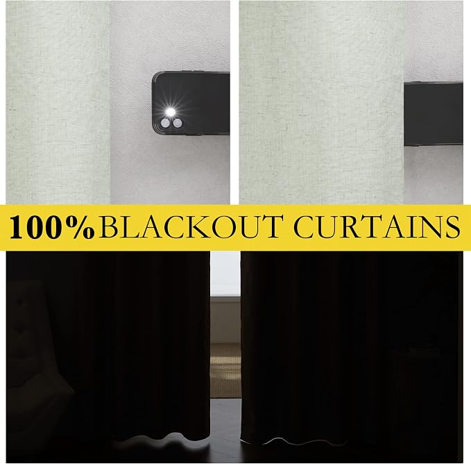 NICETOWN Sage Green Linen Blackout Curtains - Image 2