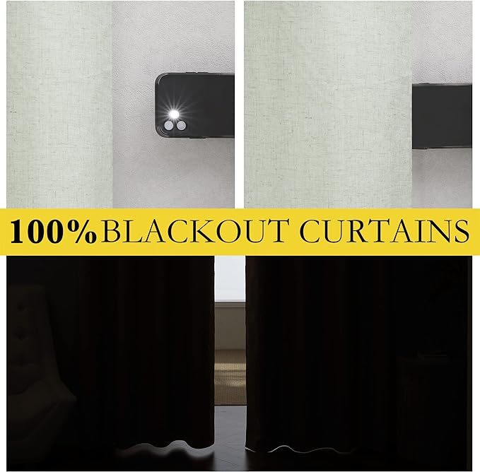 NICETOWN Sage Green Linen Blackout Curtains - Image 2