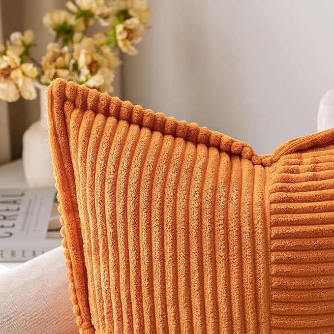 MIULEE Fall Burnt Orange Decorative Throw Pillow Covers 16x16 Inch 2 Pack | - Image 2