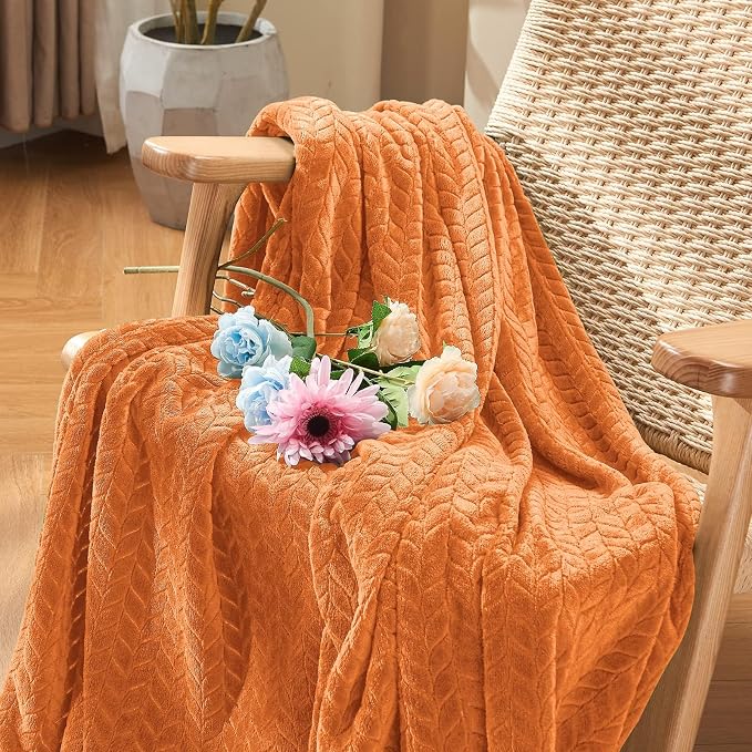 inhand Rust Fleece Twin Blanket, Super Soft Flannel Cozy Blankets - Image 2