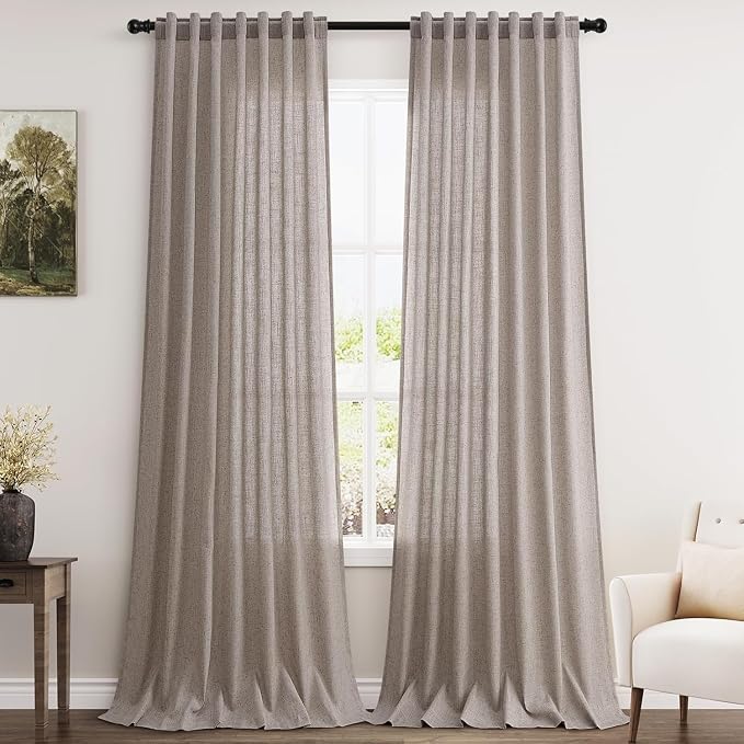 Nanspring Brownish Grey Linen Curtains by Nanspring