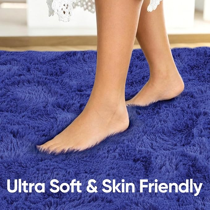 4'x5'3'' Royal Blue Fluffy Soft Area Rug Non-Slip - Image 5