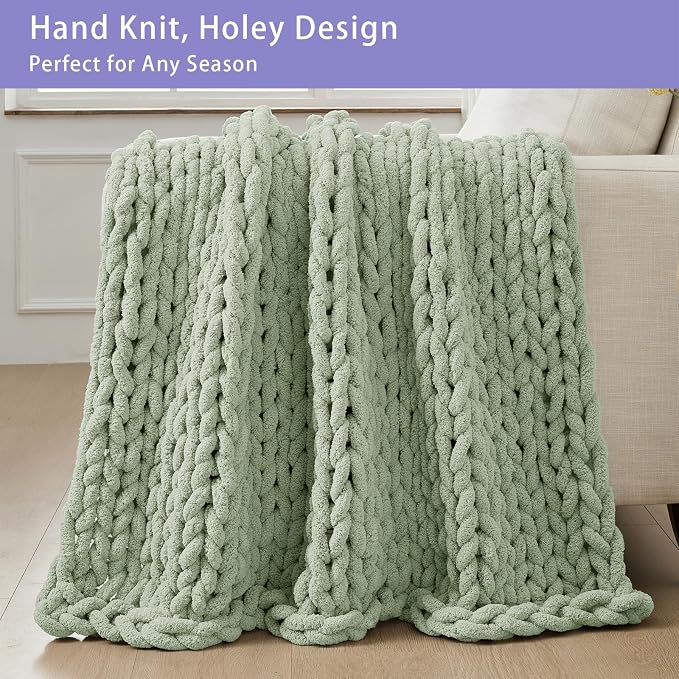 Bigacogo Chunky Knit Throw Blanket - Image 5