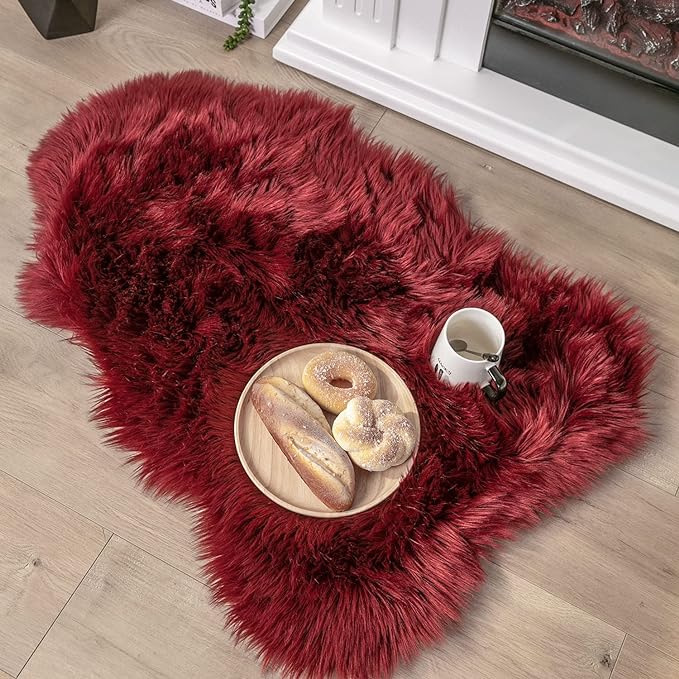 Ashler faux fur rug, Fluffy Shaggy Area Rug Ultra Soft 2 x 3 Feet Sheepskin Fur by AshlerHomeDeco