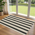 Black and White Striped Entry Rug by Othilic