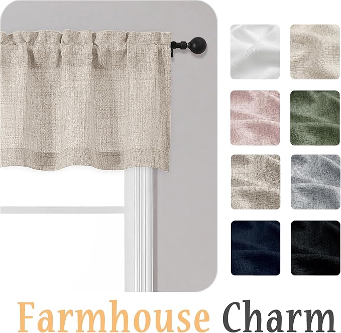 OWENIE Linen Valances for Windows 1 Pcs 22 Inch Length, Light Filtering - Image 8