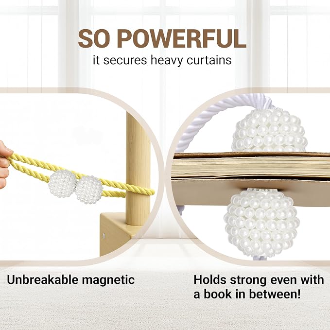 Hion Magnetic Curtain Tiebacks Golden 6 Pack, Curtain Tiebacks Buckles - Image 6