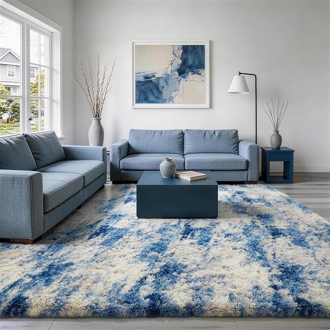 Ophanie Blue White and Grey Area Rugs - Image 3