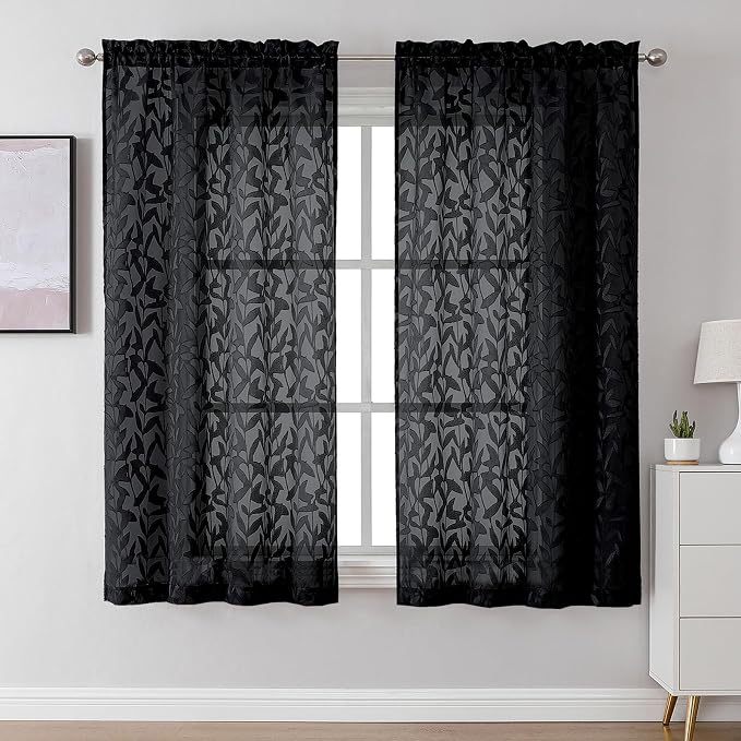 Lecloud Leia Black Sheer Curtains by Lecloud