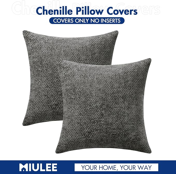 MIULEE Pack of 2 Couch Throw Pillow Covers 18x18 Inch Dark Gray Modern Boho - Image 7