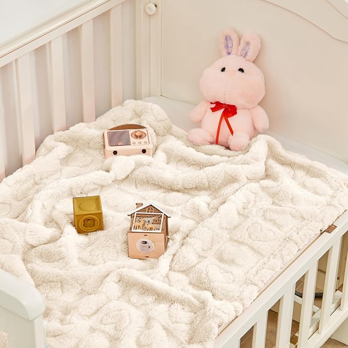 Yurhap Fleece Baby Blanket Heart Checkered Blanket, Ultra Soft Cozy Baby - Image 4