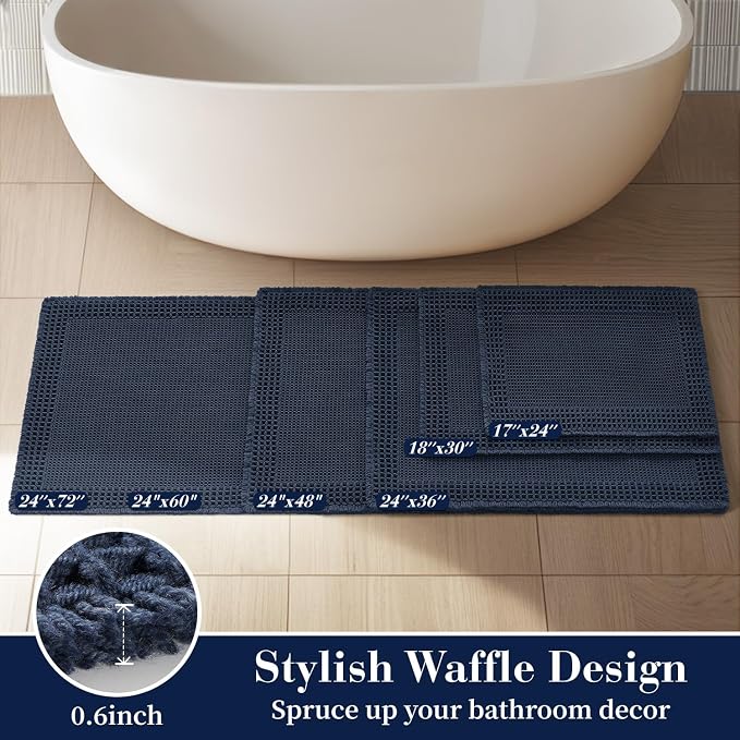 RESARE Waffle Bath Mat, Super Absorbent Non Slip, Machine Washable, Ultra Soft - Image 5