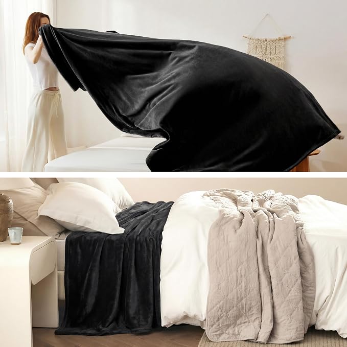 Bedsure GentleSoft Fleece Bed Blankets Full Size Black - Image 5