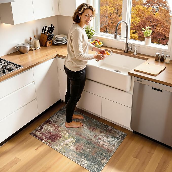 Washable Area Rugs 2'x3' Non-Slip Modern Abstract Soft - Image 2