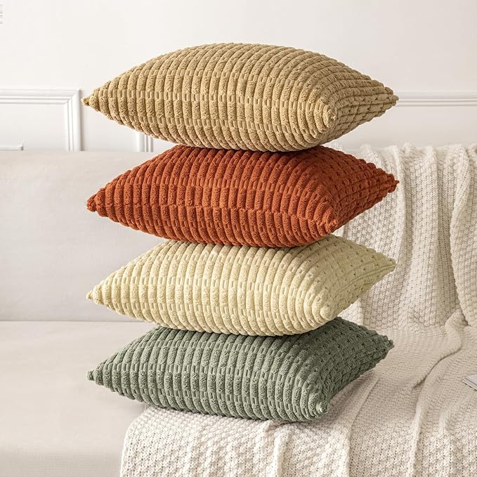 MIULEE Pack of 2 Corduroy Decorative Throw Pillow Covers 20x20 Inch Soft Boho - Image 8
