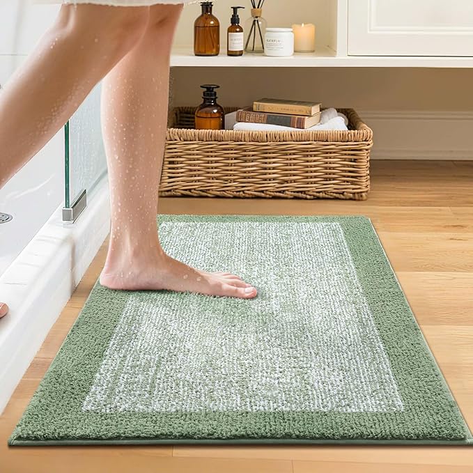 Bathroom Rugs 24x17 Non Slip Washable, Soft Absorbent Quick Dry Mats - Image 2