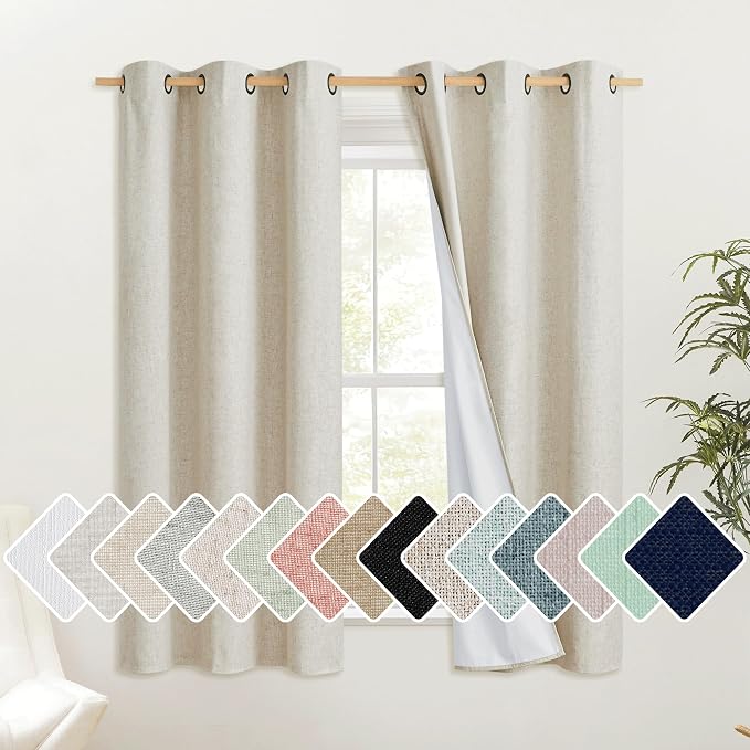 NICETOWN Natural Thick Linen Blend 100% Blackout Curtains by NICETOWN