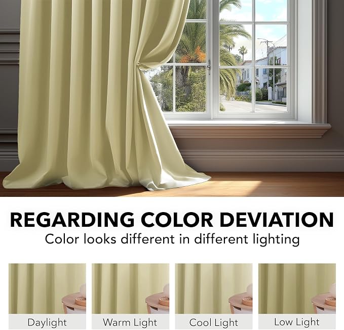 Deconovo Blackout Curtains, Thermal Insulated, W70 x L63 2 Panels, Back Tab - Image 6
