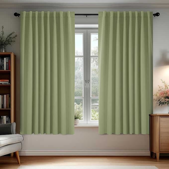 Deconovo Blackout Curtains, Thermal Insulated, W70 x L63 2 Panels, Back Tab by Deconovo