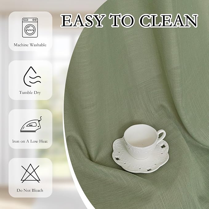 MYSKY HOME Sage Green Sheer Curtains 63 inch Length Semi Sheer Curtains - Image 8