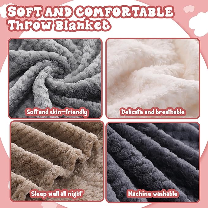 Newwiee 4 Pcs Flanne Fleece Throw Blanket - Image 2
