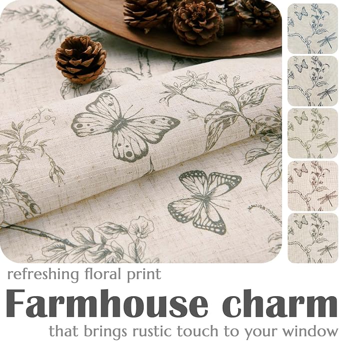 jinchan Floral Curtains Lined Linen Blend Curtain - Image 5