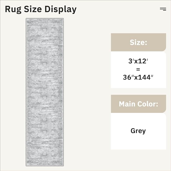 Runner Rug 3x12 Washable Non-Slip Hallway Runner Rugs - Image 5