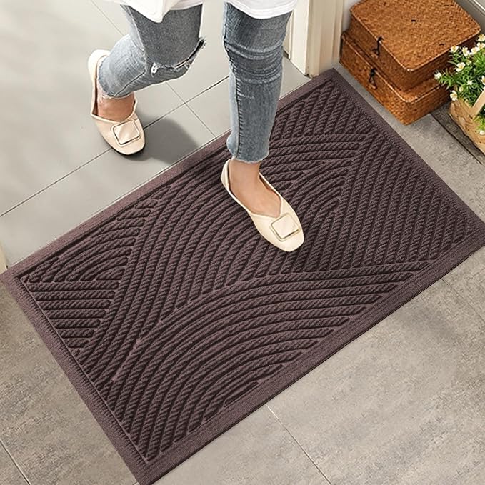 HIYARD Sturdy Front Door Mat, Absorbent Muddy Dirt Resist Welcome Door Mats by HIYARD