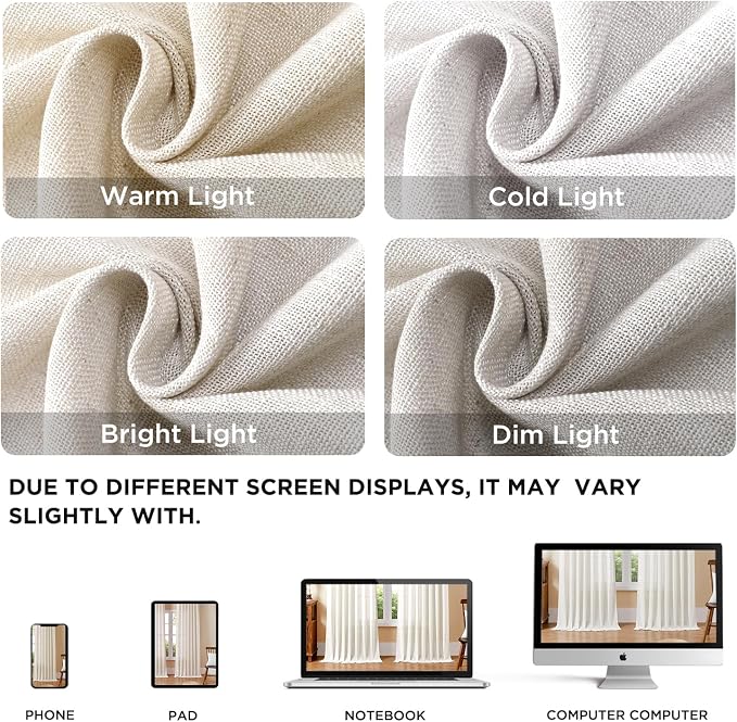 Joydeco Linen Curtains 72 Inch Length 2 Panels Set - Image 2