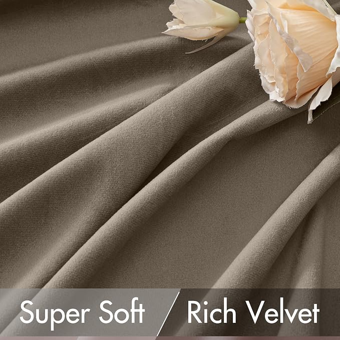MIULEE Taupe Velvet Curtains 84 inches - Image 4