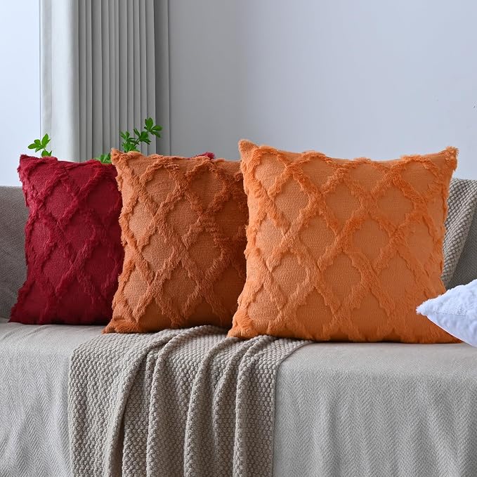 Set of 2 Soft Moroccan Throw Pillow Covers 18x18 Inch Plush Boho Decorative - Image 2