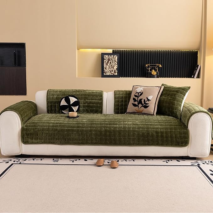 Velvet Couch Cover, Washable Sectional Sofa Cover, Anti Slip Sofa Slipcover - Image 6