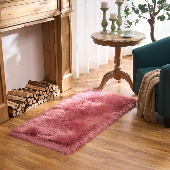 EasyJoy Ultra Soft Fluffy Shaggy Area Rug Faux Fur Rug Chair Cover Seat Pad - Image 5